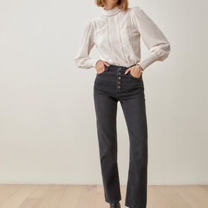 NWT Reformation Cynthia Button Fly High Rise Straight Jeans Size 26